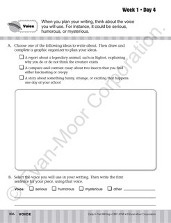 Aperçu du contenu 4_Daily 6-Trait Writing, Grade 6 Student Edition Workbook