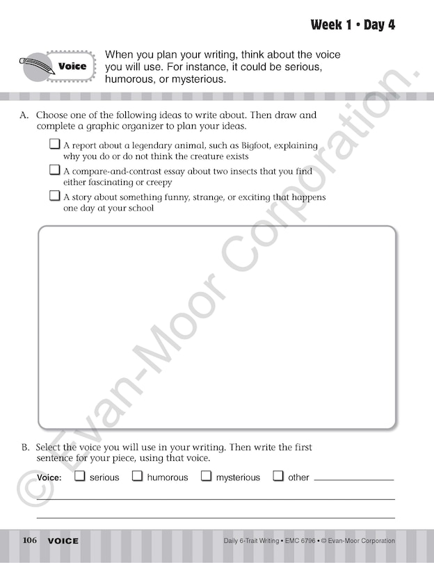 Aperçu du contenu 4_Daily 6-Trait Writing, Grade 6 Student Edition Workbook