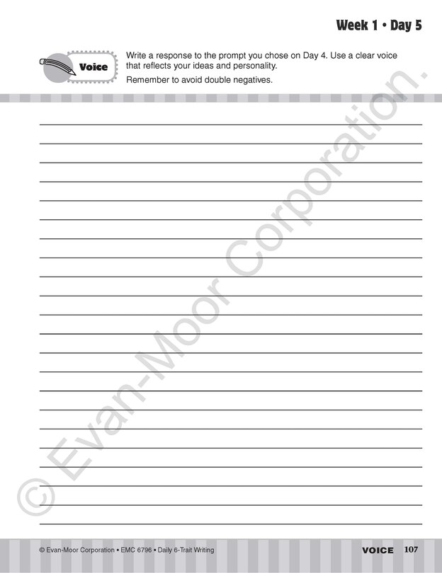 Aperçu du contenu 5_Daily 6-Trait Writing, Grade 6 Student Edition Workbook