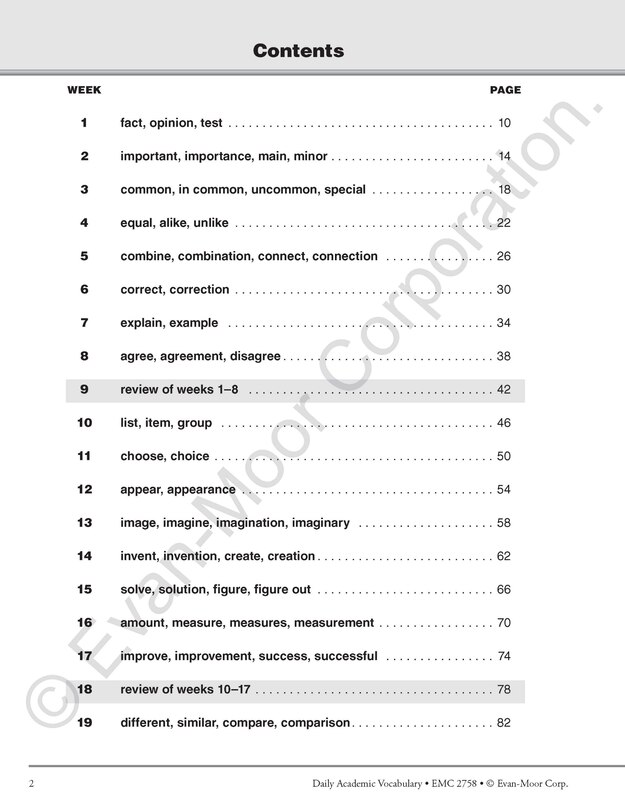 Aperçu du contenu_Daily Academic Vocabulary, Grade 2 Teacher Edition