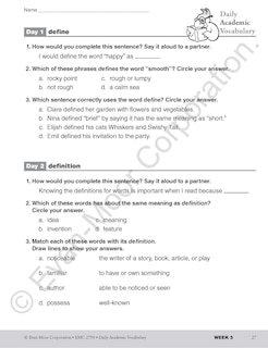 Aperçu du contenu 4_Daily Academic Vocabulary, Grade 3 Teacher Edition