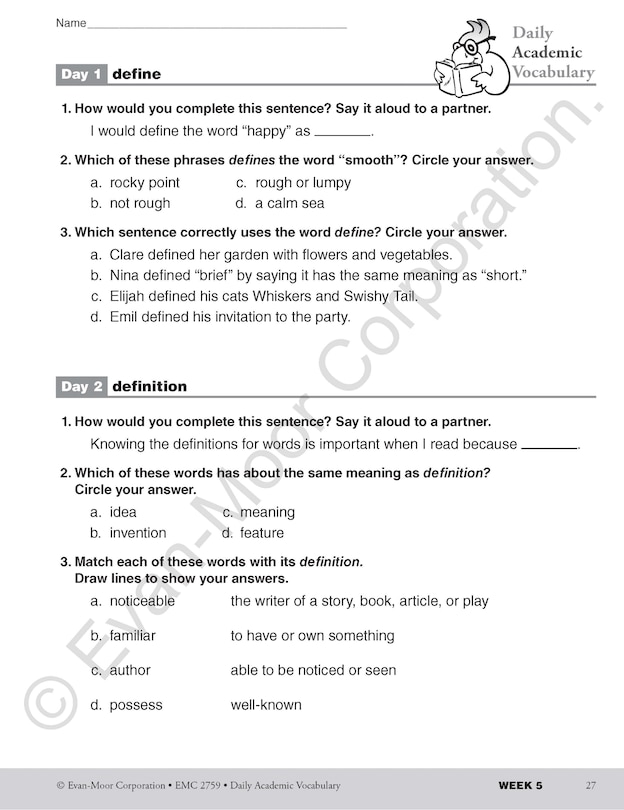 Aperçu du contenu 4_Daily Academic Vocabulary, Grade 3 Teacher Edition