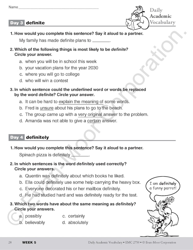 Aperçu du contenu 5_Daily Academic Vocabulary, Grade 3 Teacher Edition