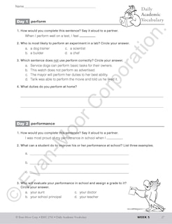 Sample content 4_Daily Academic Vocabulary, Grade 5 Teacher Edition