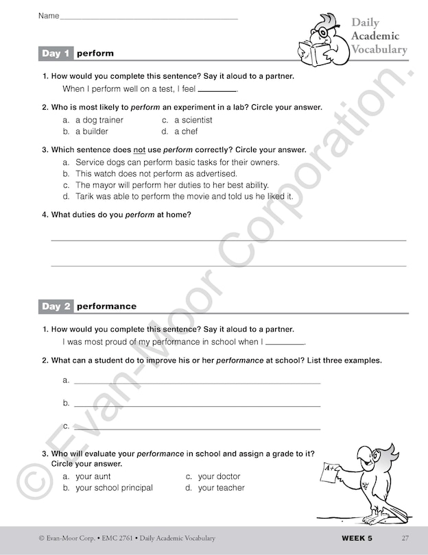 Sample content 4_Daily Academic Vocabulary, Grade 5 Teacher Edition