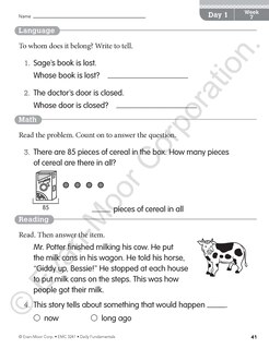 Aperçu du contenu 3_Daily Fundamentals, Grade 1 Teacher Edition