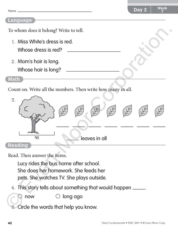 Aperçu du contenu 4_Daily Fundamentals, Grade 1 Teacher Edition