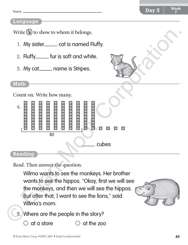Aperçu du contenu 5_Daily Fundamentals, Grade 1 Teacher Edition