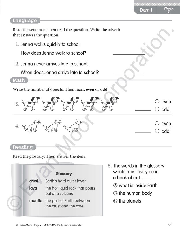 Aperçu du contenu_Daily Fundamentals, Grade 2 - Student Workbook