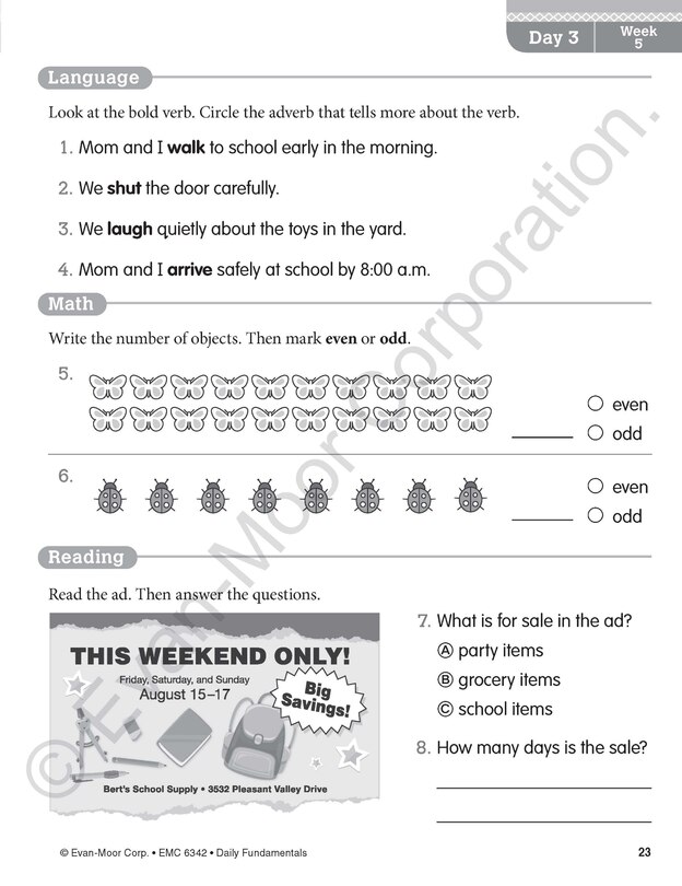 Aperçu du contenu 3_Daily Fundamentals, Grade 2 - Student Workbook