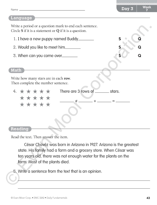 Sample content 5_Daily Fundamentals, Grade 2 Teacher Edition