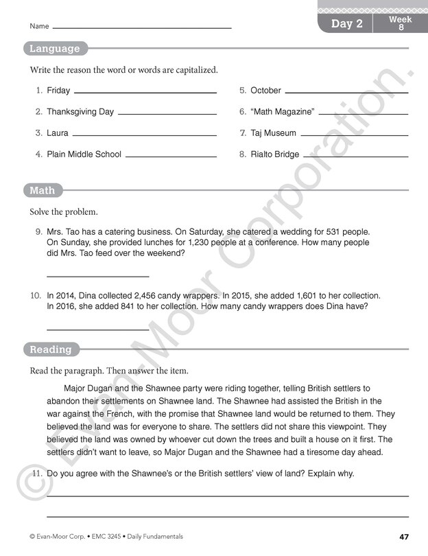 Sample content 4_Daily Fundamentals, Grade 5 Teacher Edition