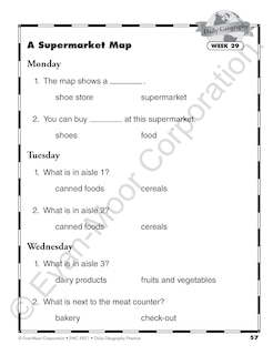 Aperçu du contenu_Daily Geography Practice, Grade 1 Student Edition Workbook