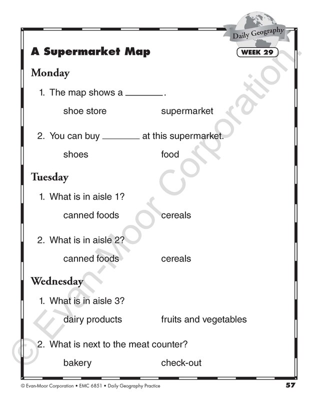 Aperçu du contenu_Daily Geography Practice, Grade 1 Student Edition Workbook