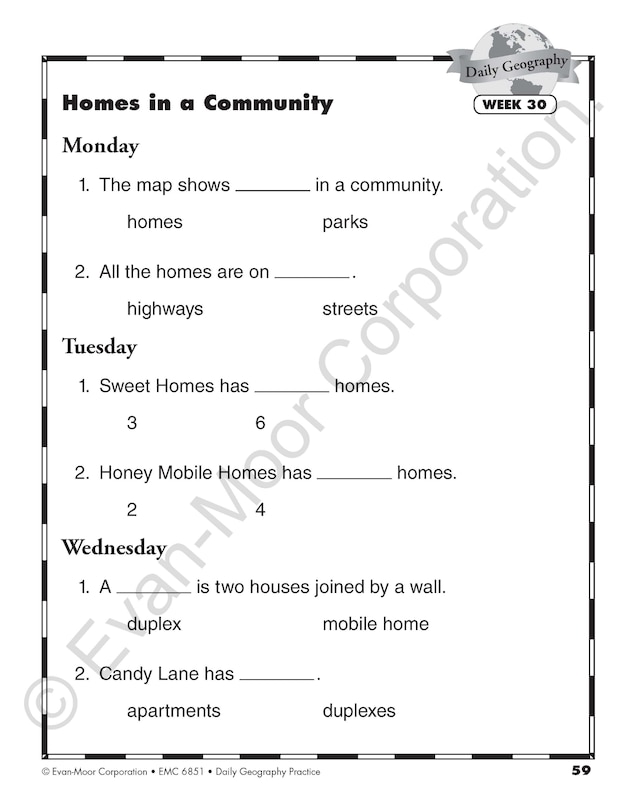 Aperçu du contenu 3_Daily Geography Practice, Grade 1 Student Edition Workbook