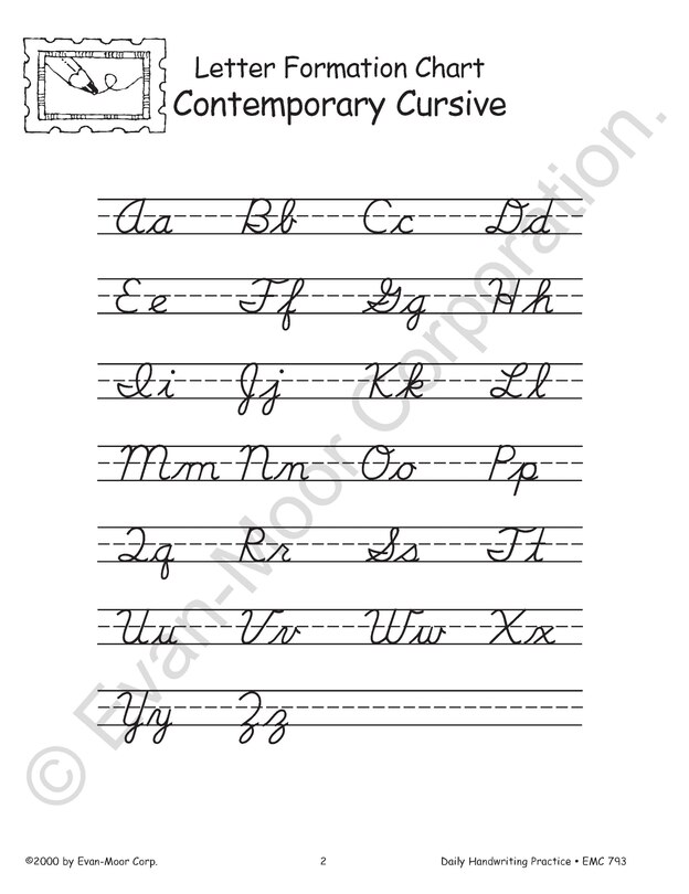 Aperçu du contenu 2_Daily Handwriting Practice: Contemporary Cursive, Kindergarten - Grade 6 Teacher Edition