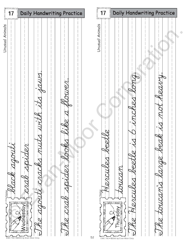 Aperçu du contenu 5_Daily Handwriting Practice: Contemporary Cursive, Kindergarten - Grade 6 Teacher Edition