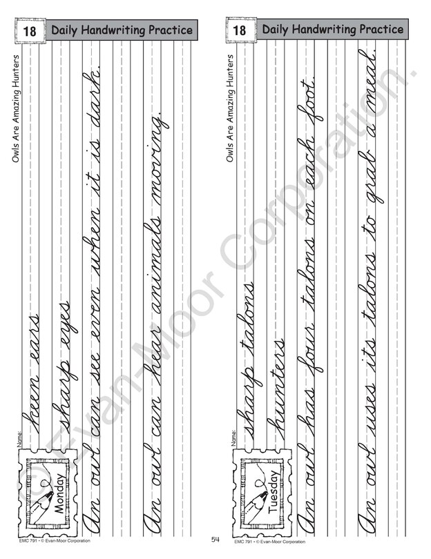 Sample content 4_Daily Handwriting Practice: Traditional Cursive, Kindergarten - Grade 6 Teacher Edition