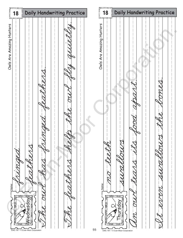 Sample content 5_Daily Handwriting Practice: Traditional Cursive, Kindergarten - Grade 6 Teacher Edition