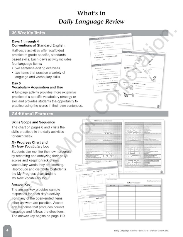 Aperçu du contenu_Daily Language Review, Grade 1 Teacher Edition