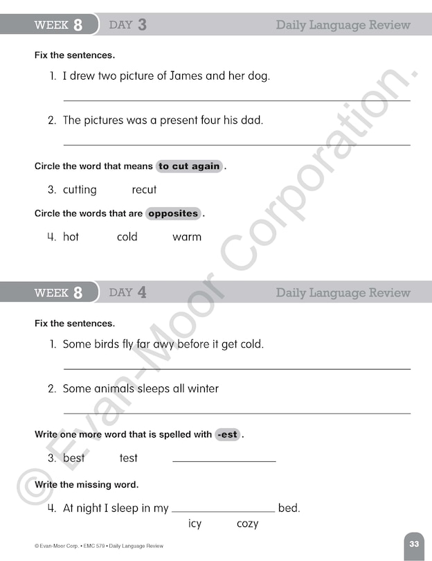 Aperçu du contenu 5_Daily Language Review, Grade 1 Teacher Edition
