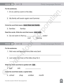 Sample content 2_Daily Language Review, Grade 1 Student Edition Workbook (5-pack)