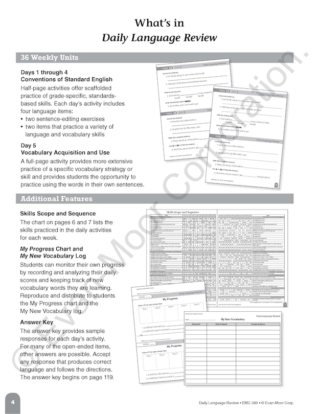 Aperçu du contenu_Daily Language Review, Grade 2 Teacher Edition