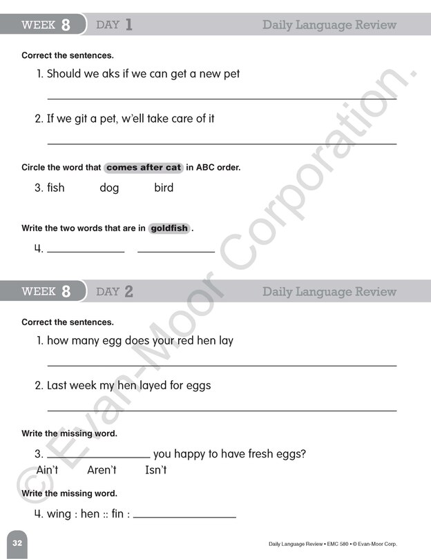 Aperçu du contenu 4_Daily Language Review, Grade 2 Teacher Edition