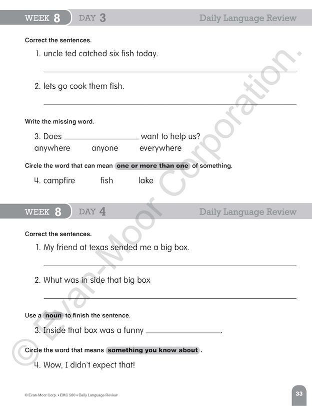 Aperçu du contenu 5_Daily Language Review, Grade 2 Teacher Edition