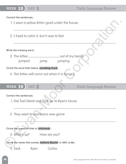 Aperçu du contenu_Daily Language Review, Grade 2 Student Edition Workbook