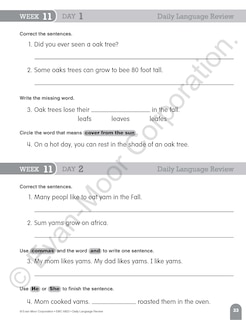 Aperçu du contenu 4_Daily Language Review, Grade 2 Student Edition Workbook