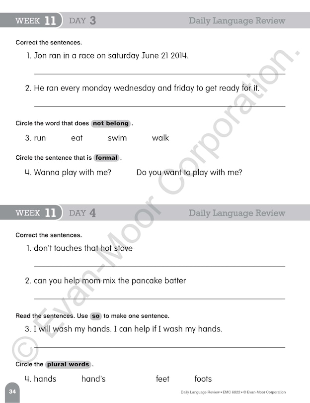 Aperçu du contenu 5_Daily Language Review, Grade 2 Student Edition Workbook