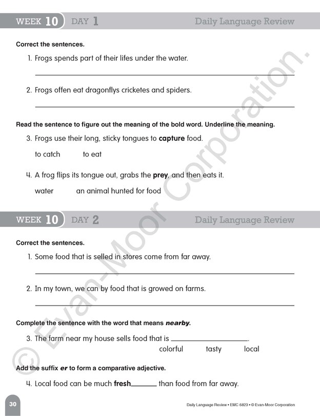 Aperçu du contenu_Daily Language Review, Grade 3 Student Edition Workbook