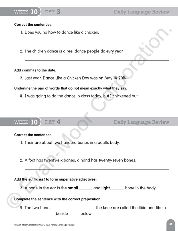 Aperçu du contenu 2_Daily Language Review, Grade 3 Student Edition Workbook