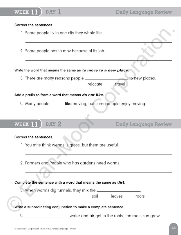 Aperçu du contenu 4_Daily Language Review, Grade 3 Student Edition Workbook
