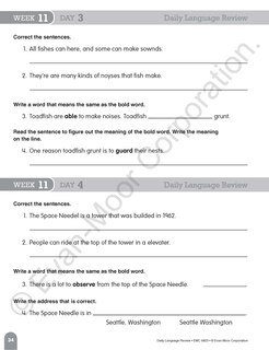 Aperçu du contenu 5_Daily Language Review, Grade 3 Student Edition Workbook