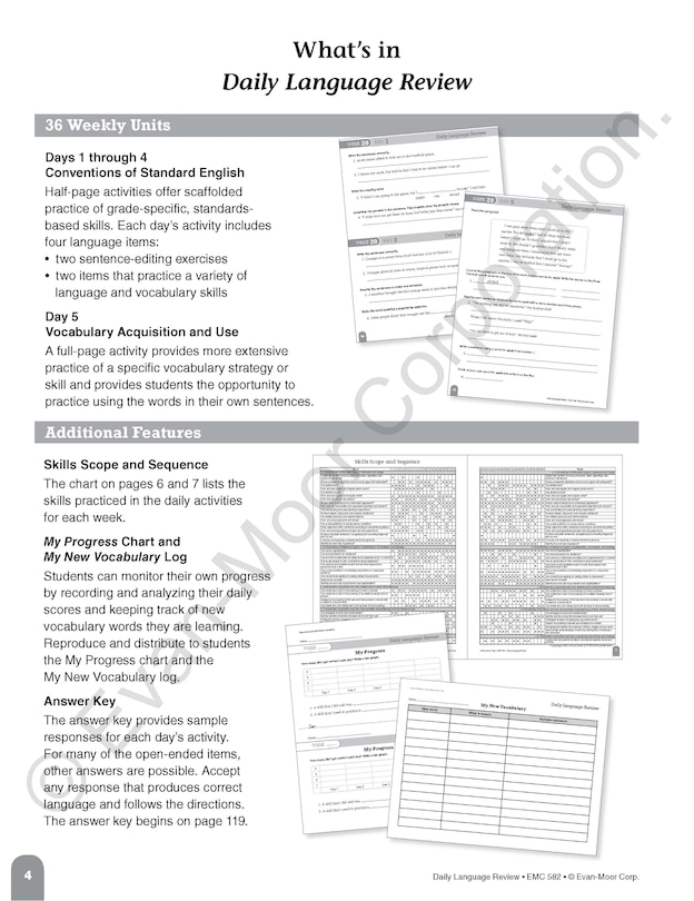 Sample content_Daily Language Review, Grade 4 Teacher Edition
