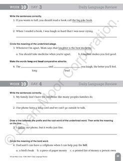 Aperçu du contenu 2_Daily Language Review, Grade 4 Student Edition Workbook