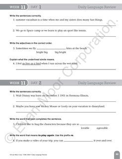 Aperçu du contenu 4_Daily Language Review, Grade 4 Student Edition Workbook