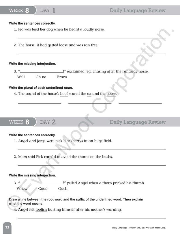 Sample content 4_Daily Language Review, Grade 5 Teacher Edition