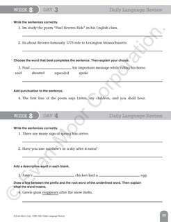 Sample content 5_Daily Language Review, Grade 5 Teacher Edition