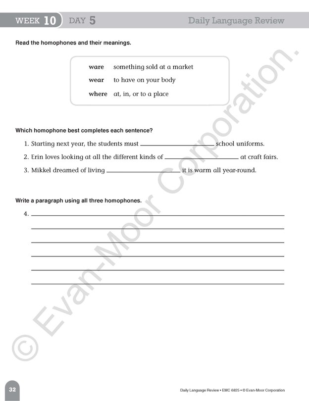 Aperçu du contenu 3_Daily Language Review, Grade 5 Student Edition Workbook