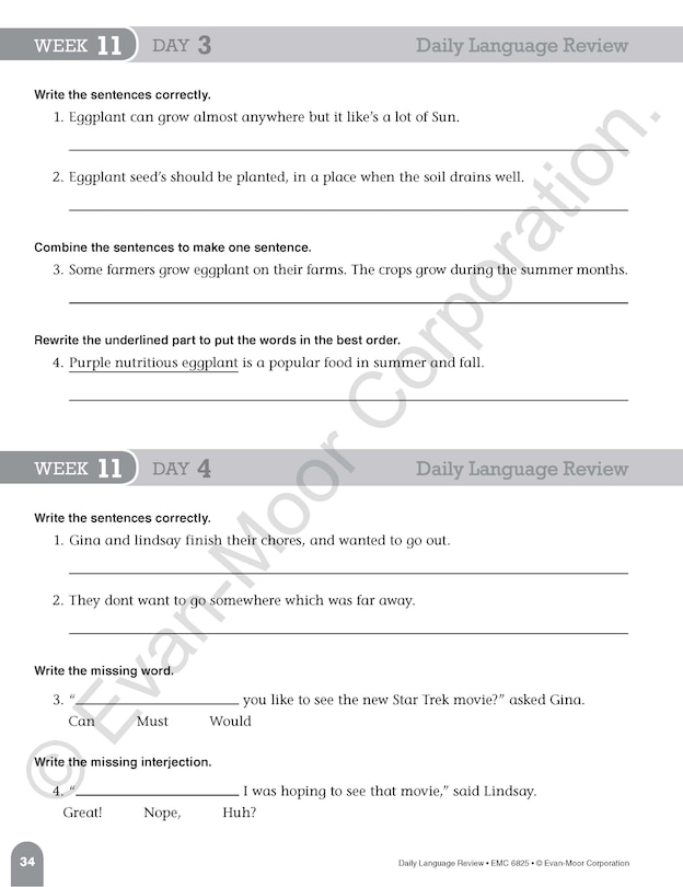 Aperçu du contenu 5_Daily Language Review, Grade 5 Student Edition Workbook