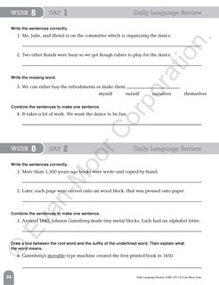 Sample content 3_Daily Language Review, Grade 6 Teacher Edition