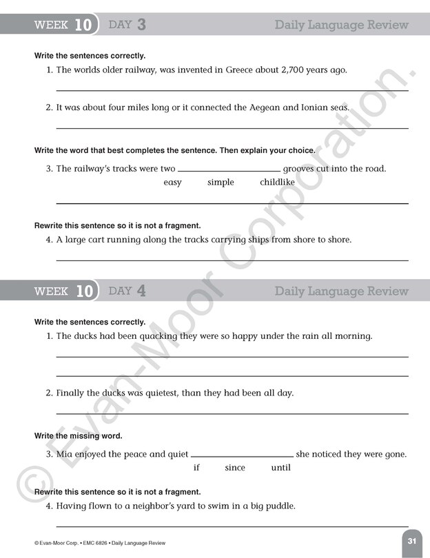 Aperçu du contenu 2_Daily Language Review, Grade 6 Student Edition Workbook