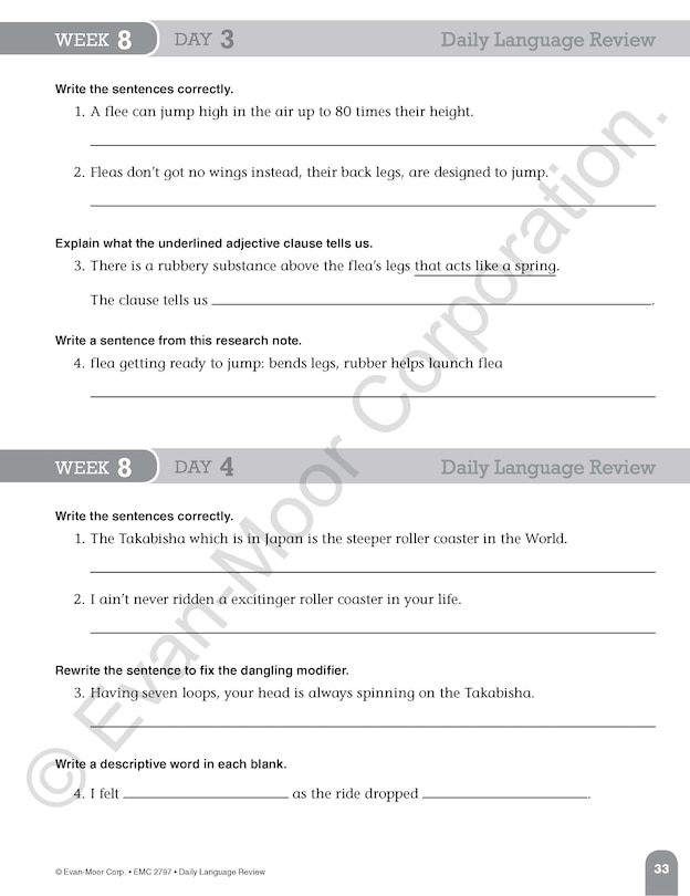 Sample content 4_Daily Language Review, Grade 7 Teacher Edition