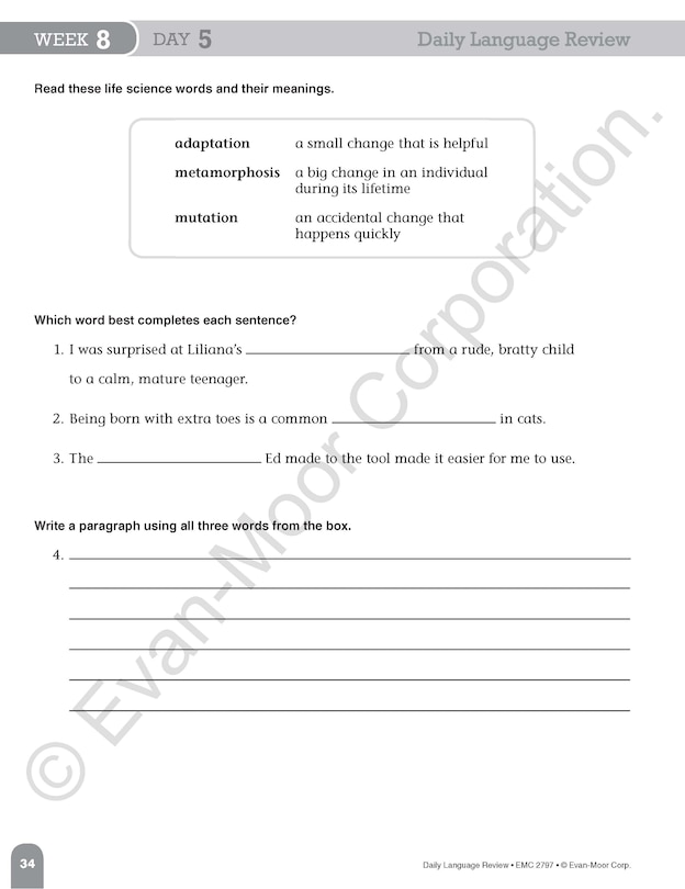 Sample content 5_Daily Language Review, Grade 7 Teacher Edition