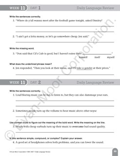 Aperçu du contenu 4_Daily Language Review, Grade 7 Student Edition Workbook