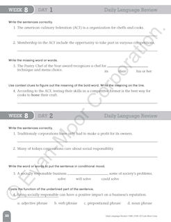 Sample content 4_Daily Language Review, Grade 8 Teacher Edition