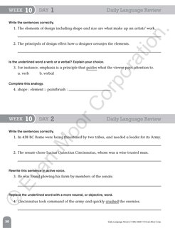 Aperçu du contenu_Daily Language Review, Grade 8 Student Edition Workbook